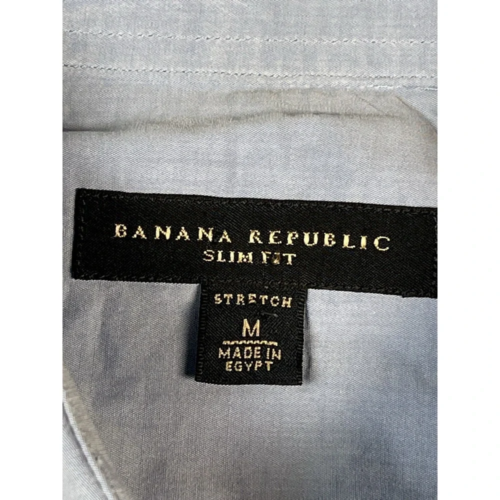 Banana Republic Men Medium Long Sleeve Button Casual‎ Stretch Blue Work School